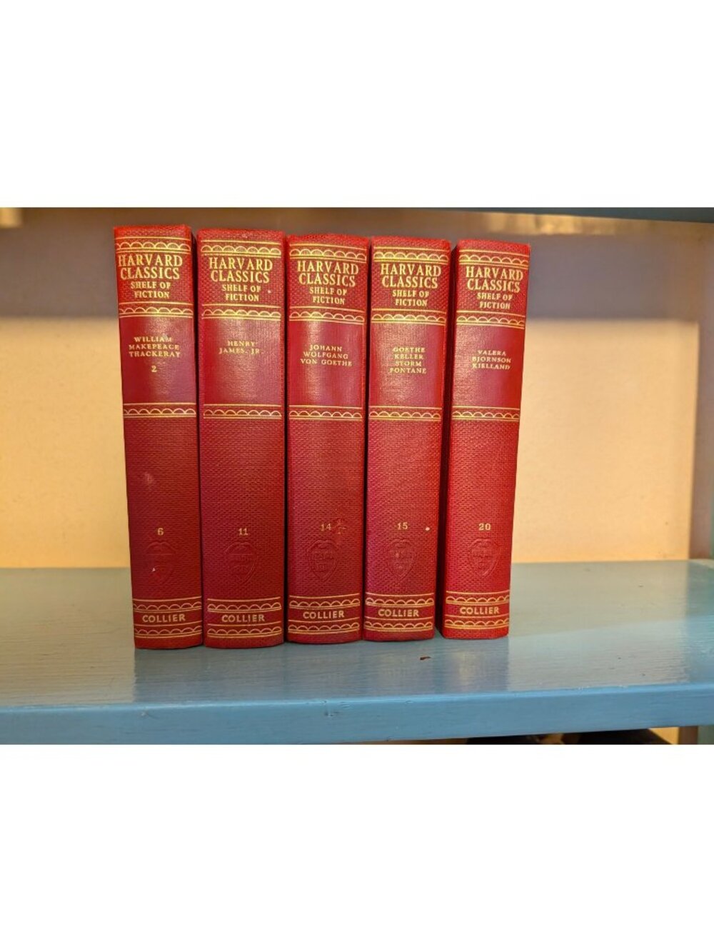 1917 Harvard Classics Shelf Of Fiction Collier Publishing 5 Volumes Red Hardcove